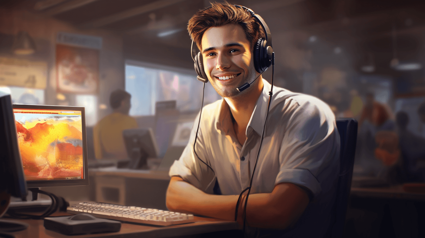 Customer support agent helping a client